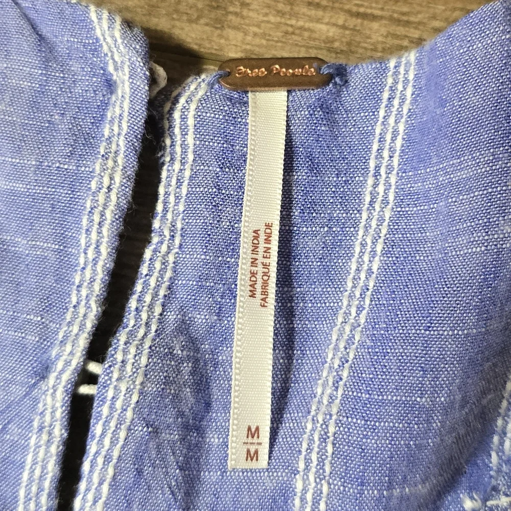 Free People Blue Stripe Backless Smocked Midi Dress - Picture 4 of 8